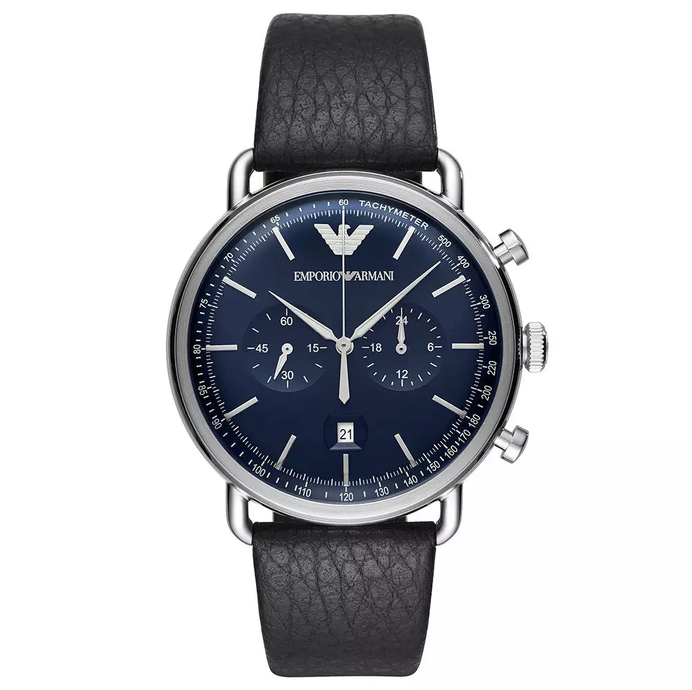 Aviator Cuir Bleu Watchesmoda