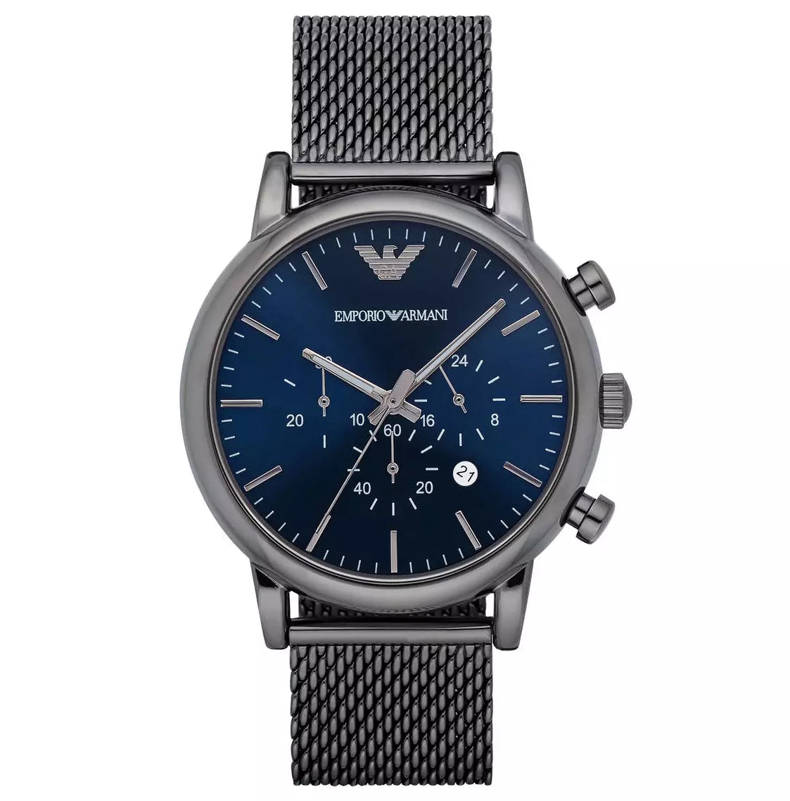 Luigi Mesh Gun Metal Bleu Watchesmoda