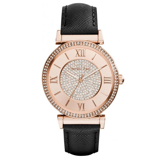 Catlin Rose Gold Cuir Noir Watchesmoda