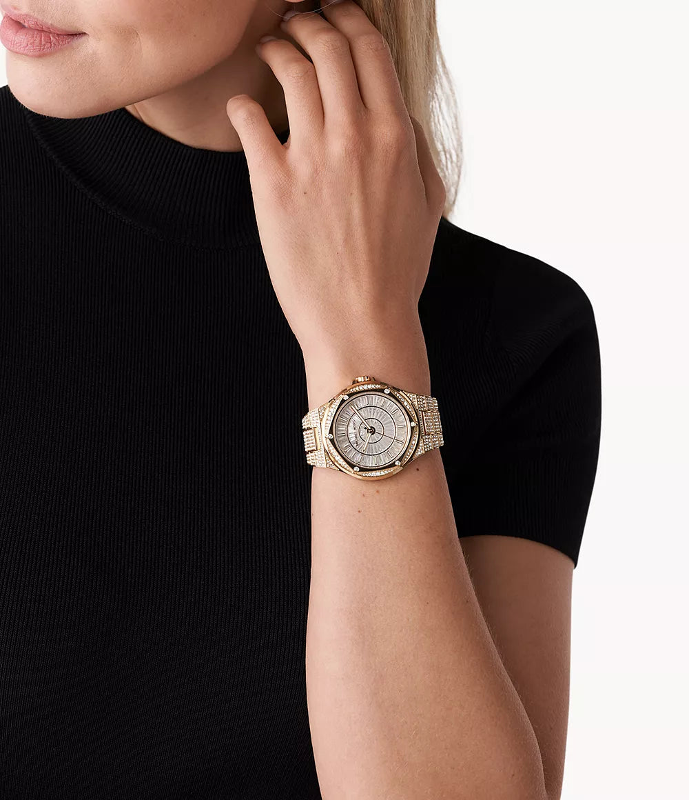 Oversized Lennox Pavé Gold-Tone Watch | Michael Kors